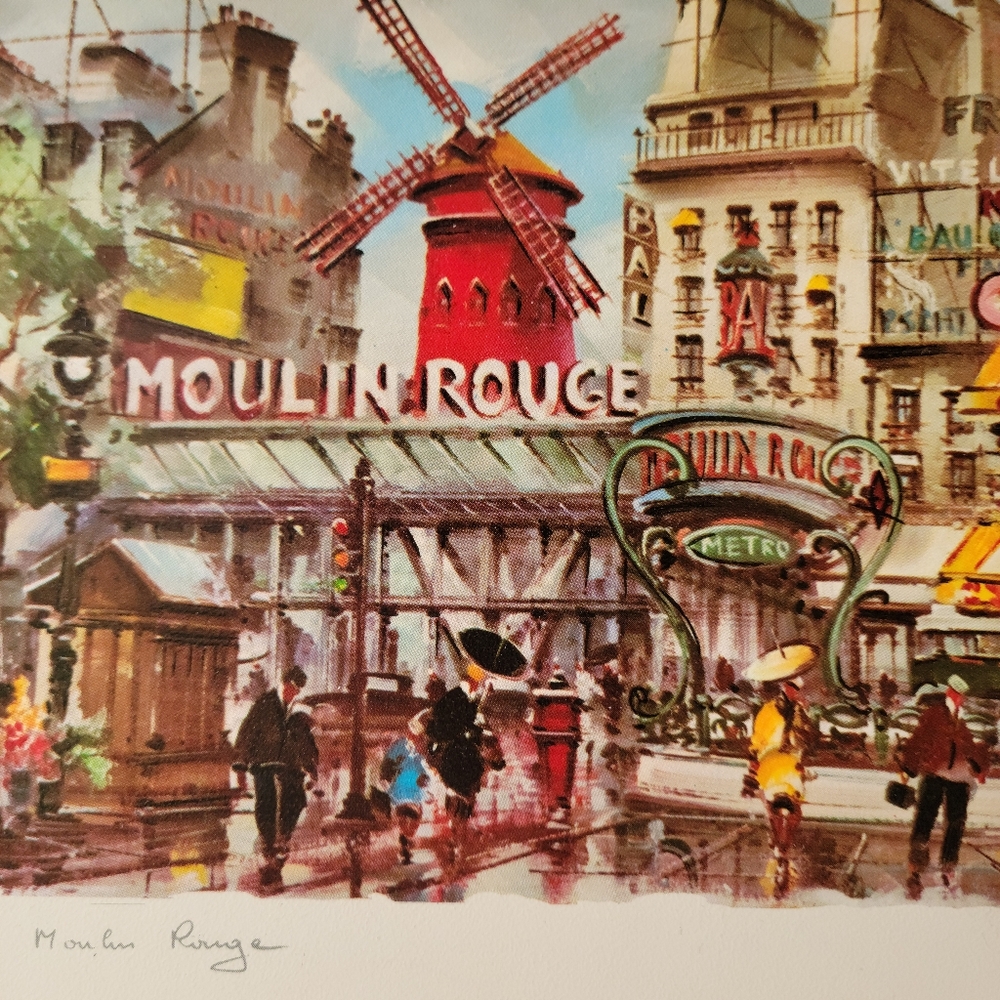 Moulin Rouge Art  Print ~ Parisian Street Scene ~ Paris ~ France ~ Colorful! - Picture 12 of 12